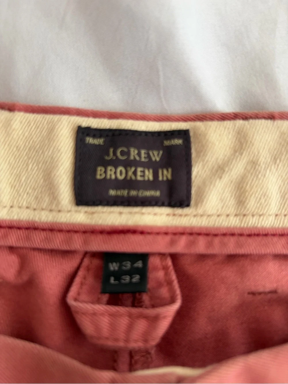 J.Crew Broken-In Chino Pants Men’s 34x32 Rust Orange